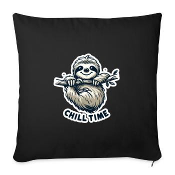 Chill Time - Sloth Illustration - Sofa pillowcase 17,3'' x 17,3'' (45 x 45 cm) - black - Front