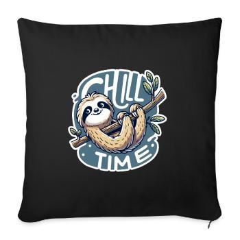 Chill Time - Sloth Illustration - Sofa pillowcase 17,3'' x 17,3'' (45 x 45 cm) - black - Front
