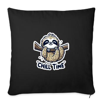 Chill Time - Faultier Illustration - Sofakissenbezug 45 x 45 cm - Schwarz - Vorne