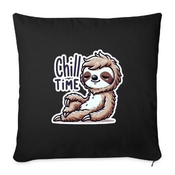 Chill Time - Sloth Illustration - Sofa pillowcase 17,3'' x 17,3'' (45 x 45 cm) - black - Front