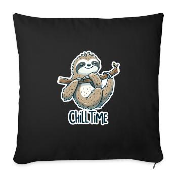 Chill Time - Sloth Illustration - Sofa pillowcase 17,3'' x 17,3'' (45 x 45 cm) - black - Front
