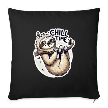 Chill Time - Faultier Illustration - Sofakissenbezug 45 x 45 cm - Schwarz - Vorne