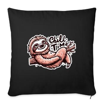 Chill Time - Sloth Illustration - Sofa pillowcase 17,3'' x 17,3'' (45 x 45 cm) - black - Front