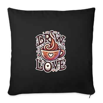 Brew Love - Coffee Cup Illustration - Sofa pillowcase 17,3'' x 17,3'' (45 x 45 cm) - black - Front