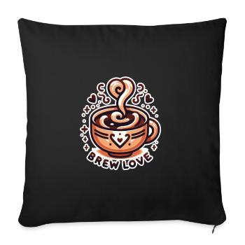 Brew Love - Kaffeetasse Illustration - Sofakissenbezug 45 x 45 cm - Schwarz - Vorne