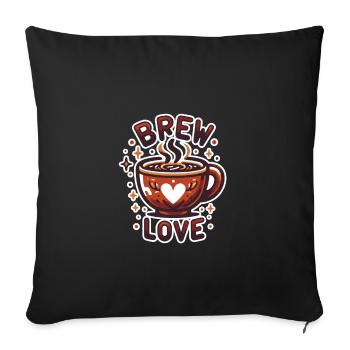 Brew Love - Kaffeetasse Illustration - Sofakissenbezug 45 x 45 cm - Schwarz - Vorne