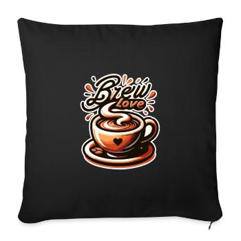 Brew Love - Kaffeetasse Illustration - Sofakissenbezug 45 x 45 cm - Schwarz - Vorne