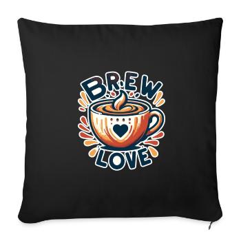Brew Love - Kaffeetasse Illustration - Sofakissenbezug 45 x 45 cm - Schwarz - Vorne