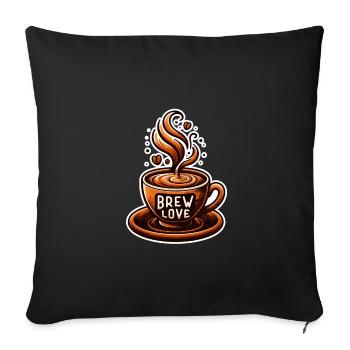 Brew Love - Coffee Cup Illustration - Sofa pillowcase 17,3'' x 17,3'' (45 x 45 cm) - black - Front