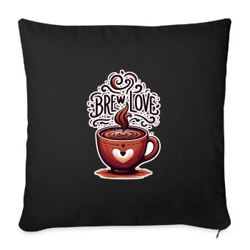 Brew Love - Kaffeetasse Illustration - Sofakissenbezug 45 x 45 cm - Schwarz - Vorne