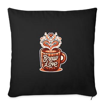 Brew Love - Kaffeetasse Illustration - Sofakissenbezug 45 x 45 cm - Schwarz - Vorne