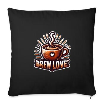 Brew Love - Coffee Cup Illustration - Sofa pillowcase 17,3'' x 17,3'' (45 x 45 cm) - black - Front