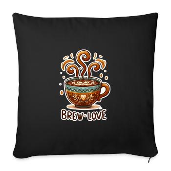 Brew Love - Kaffeetasse Illustration - Sofakissenbezug 45 x 45 cm - Schwarz - Vorne