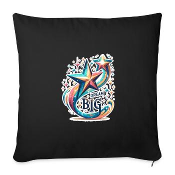 Rêvez grand - Illustration d’étoile filante - Housse de coussin décorative 45 x 45 cm - noir - Devant