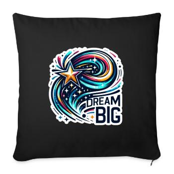 Rêvez grand - Illustration d’étoile filante - Housse de coussin décorative 45 x 45 cm - noir - Devant