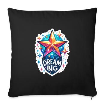 Rêvez grand - Illustration d’étoile filante - Housse de coussin décorative 45 x 45 cm - noir - Devant