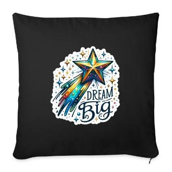 Rêvez grand - Illustration d’étoile filante - Housse de coussin décorative 45 x 45 cm - noir - Devant