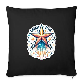 Rêvez grand - Illustration d’étoile filante - Housse de coussin décorative 45 x 45 cm - noir - Devant
