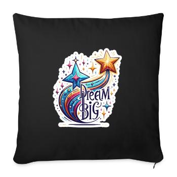 Rêvez grand - Illustration d’étoile filante - Housse de coussin décorative 45 x 45 cm - noir - Devant