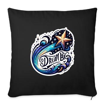 Rêvez grand - Illustration d’étoile filante - Housse de coussin décorative 45 x 45 cm - noir - Devant