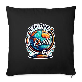 Explorez la Terre - Illustration de la Terre - Housse de coussin décorative 45 x 45 cm - noir - Devant