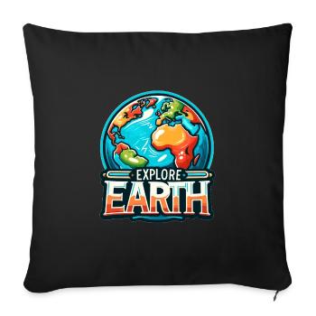 Explorez la Terre - Illustration de la Terre - Housse de coussin décorative 45 x 45 cm - noir - Devant