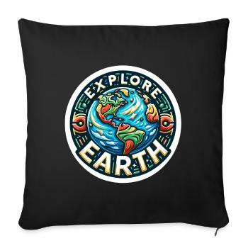Explorez la Terre - Illustration de la Terre - Housse de coussin décorative 45 x 45 cm - noir - Devant