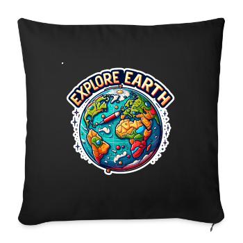Explorez la Terre - Illustration de la Terre - Housse de coussin décorative 45 x 45 cm - noir - Devant