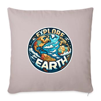 Explore Earth - Erde Illustration - Sofakissenbezug 45 x 45 cm - helles Taupe - Vorne
