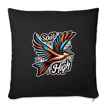 Soar High - Bird Illustration - Sofa pillowcase 17,3'' x 17,3'' (45 x 45 cm) - black - Front
