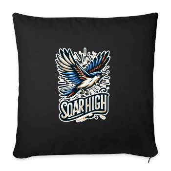 Soar High - bird illustration - Sofa pillowcase 17,3'' x 17,3'' (45 x 45 cm) - black - Front