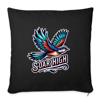 Soar High - bird illustration - Sofa pillowcase 17,3'' x 17,3'' (45 x 45 cm) - black - Front