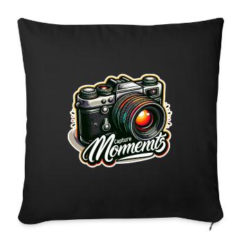 Capturer des moments - Illustration de l’appareil photo - Housse de coussin décorative 45 x 45 cm - noir - Devant