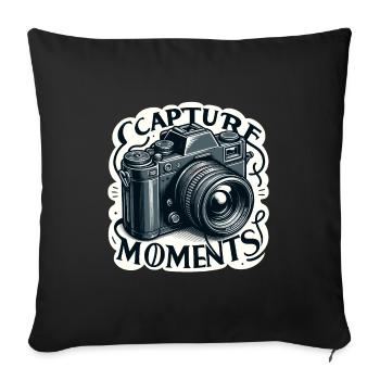 Capturer des moments - Illustration de l’appareil photo - Housse de coussin décorative 45 x 45 cm - noir - Devant