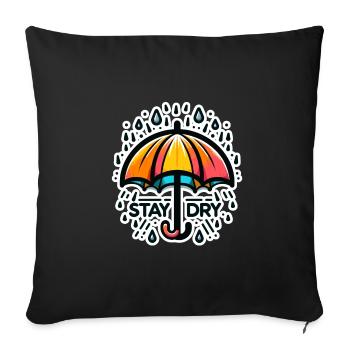 Stay Dry - Umbrella Illustration - Sofa pillowcase 17,3'' x 17,3'' (45 x 45 cm) - black - Front