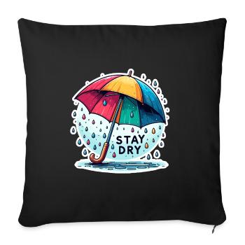 Stay Dry - Umbrella Illustration - Sofa pillowcase 17,3'' x 17,3'' (45 x 45 cm) - black - Front