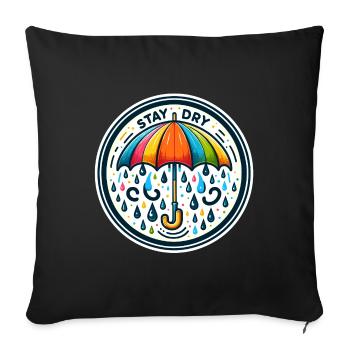 Stay Dry - Umbrella Illustration - Sofa pillowcase 17,3'' x 17,3'' (45 x 45 cm) - black - Front
