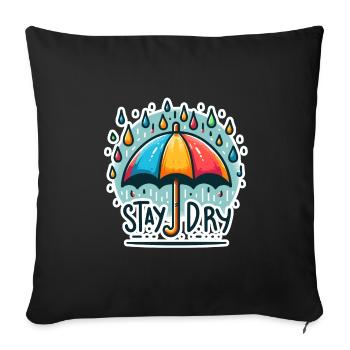 Stay Dry - Umbrella Illustration - Sofa pillowcase 17,3'' x 17,3'' (45 x 45 cm) - black - Front