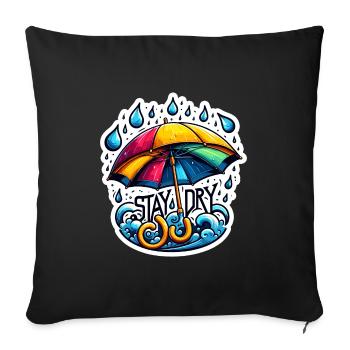 Stay Dry - Umbrella Illustration - Sofa pillowcase 17,3'' x 17,3'' (45 x 45 cm) - black - Front