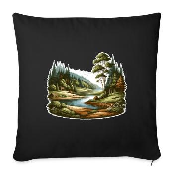 Landscape - Illustration - Sofa pillowcase 17,3'' x 17,3'' (45 x 45 cm) - black - Front