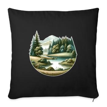 Landscape - Illustration - Sofa pillowcase 17,3'' x 17,3'' (45 x 45 cm) - black - Front