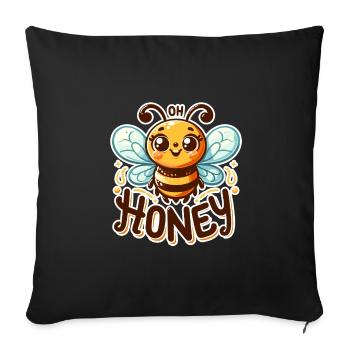 Oh Honey - Bees Illustration - Sofa pillowcase 17,3'' x 17,3'' (45 x 45 cm) - black - Front