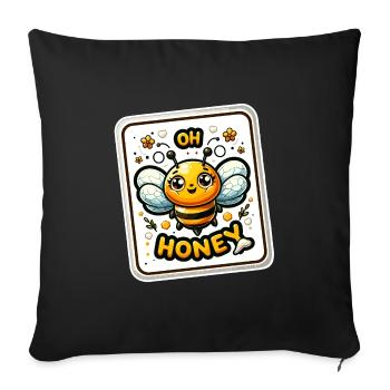 Oh Honey - Bees Illustration - Sofa pillowcase 17,3'' x 17,3'' (45 x 45 cm) - black - Front