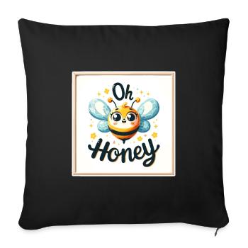 Oh Honey - Bees Illustration - Sofa pillowcase 17,3'' x 17,3'' (45 x 45 cm) - black - Front