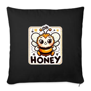 Oh Honey - Bees Illustration - Sofa pillowcase 17,3'' x 17,3'' (45 x 45 cm) - black - Front