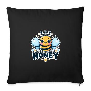 Oh Honey - Bees Illustration - Sofa pillowcase 17,3'' x 17,3'' (45 x 45 cm) - black - Front