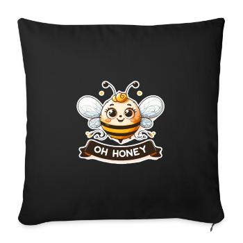 Oh Honey - Bees Illustration - Sofa pillowcase 17,3'' x 17,3'' (45 x 45 cm) - black - Front