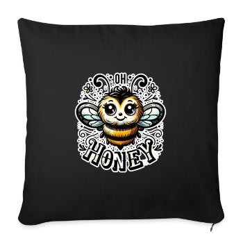 Oh Honey - Bees Illustration - Sofa pillowcase 17,3'' x 17,3'' (45 x 45 cm) - black - Front