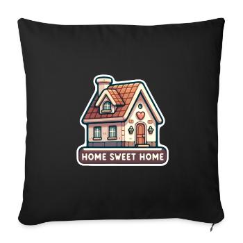 Home Sweet Home - Illustration de maison - Housse de coussin décorative 45 x 45 cm - noir - Devant