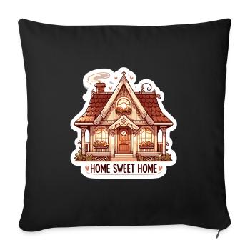 Home Sweet Home - Illustration de maison - Housse de coussin décorative 45 x 45 cm - noir - Devant
